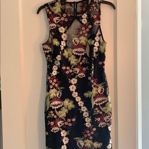 Black floral dress with open back